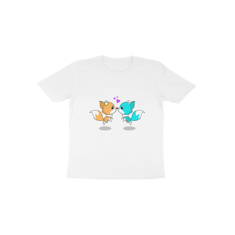 Toddler Half Sleeve Round Neck Tshirt – 2 Cute foxes puraidoprints