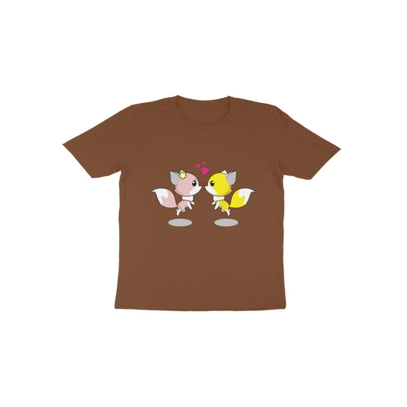 Toddler Half Sleeve Round Neck Tshirt – 2 Cute foxes puraidoprints