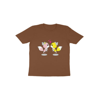 Toddler Half Sleeve Round Neck Tshirt – 2 Cute foxes puraidoprints