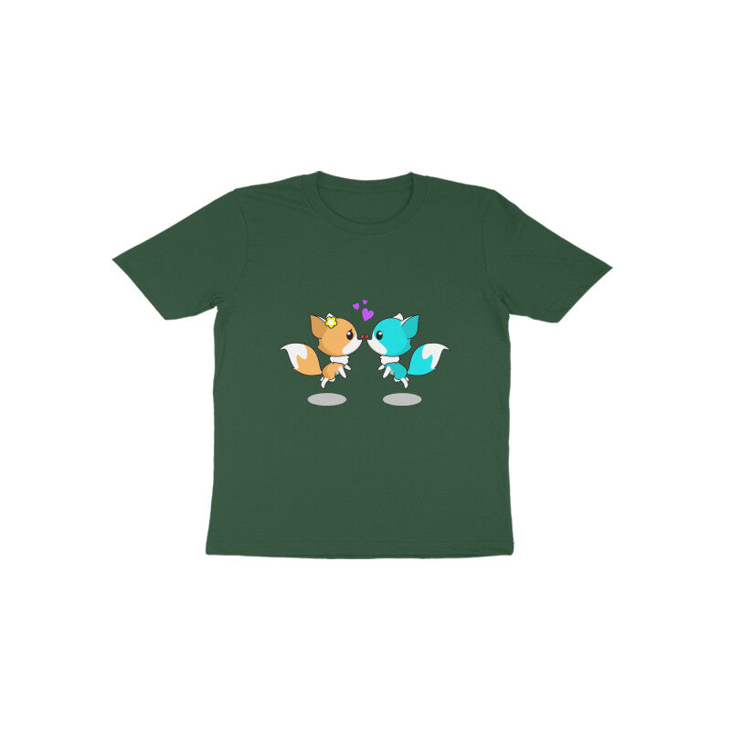 Toddler Half Sleeve Round Neck Tshirt – 2 Cute foxes puraidoprints