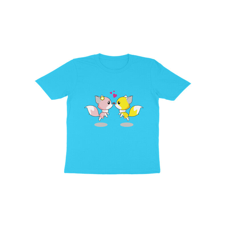 Toddler Half Sleeve Round Neck Tshirt – 2 Cute foxes puraidoprints
