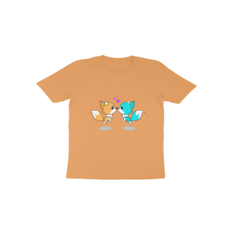 Toddler Half Sleeve Round Neck Tshirt – 2 Cute foxes puraidoprints