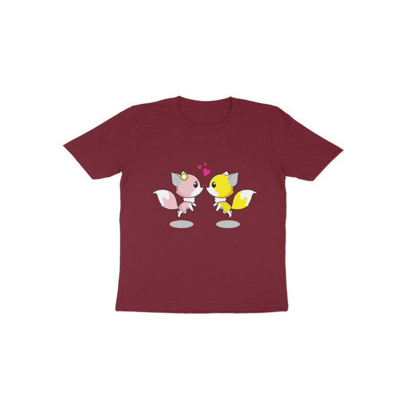 Toddler Half Sleeve Round Neck Tshirt – 2 Cute foxes puraidoprints