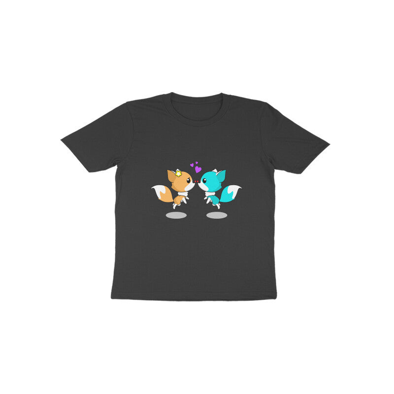 Toddler Half Sleeve Round Neck Tshirt – 2 Cute foxes puraidoprints