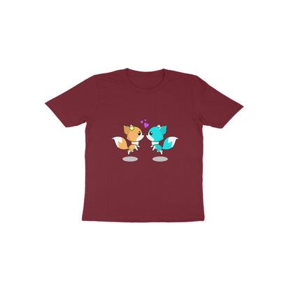 Toddler Half Sleeve Round Neck Tshirt – 2 Cute foxes puraidoprints