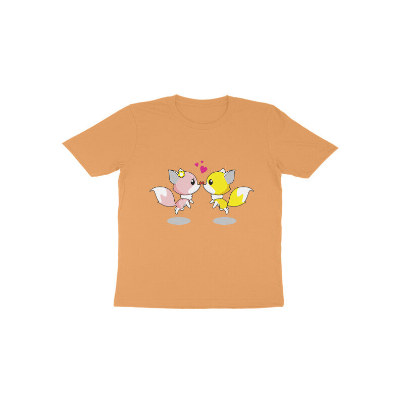 Toddler Half Sleeve Round Neck Tshirt – 2 Cute foxes puraidoprints