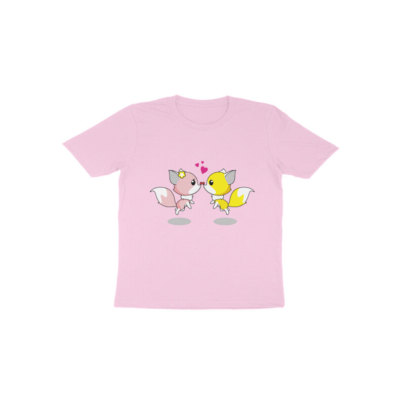 Toddler Half Sleeve Round Neck Tshirt – 2 Cute foxes puraidoprints