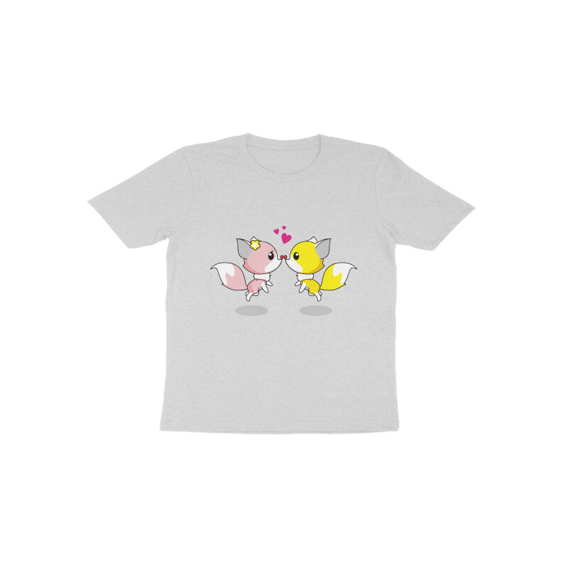 Toddler Half Sleeve Round Neck Tshirt – 2 Cute foxes puraidoprints