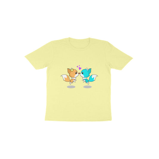 Toddler Half Sleeve Round Neck Tshirt – 2 Cute foxes puraidoprints
