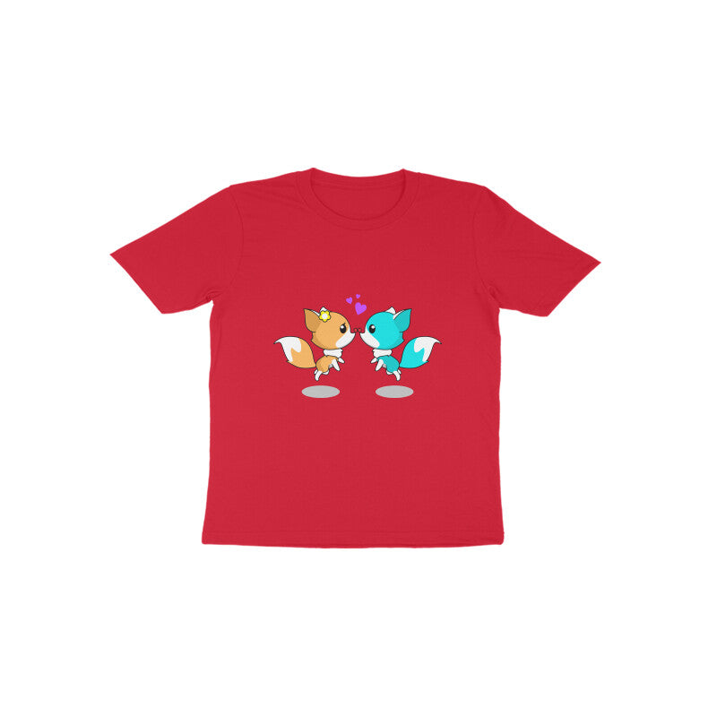 Toddler Half Sleeve Round Neck Tshirt – 2 Cute foxes puraidoprints