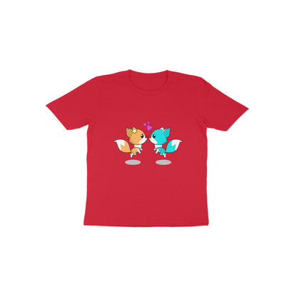 Toddler Half Sleeve Round Neck Tshirt – 2 Cute foxes puraidoprints