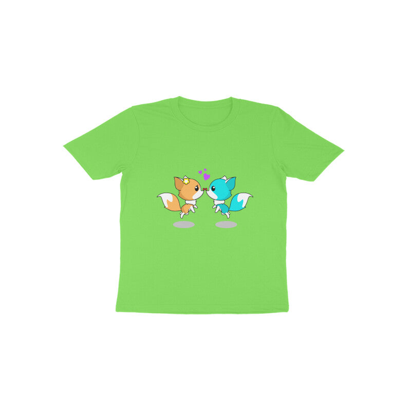 Toddler Half Sleeve Round Neck Tshirt – 2 Cute foxes puraidoprints
