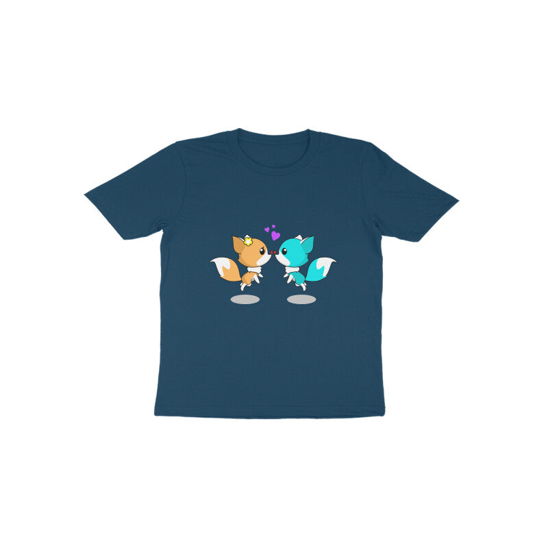 Toddler Half Sleeve Round Neck Tshirt – 2 Cute foxes puraidoprints