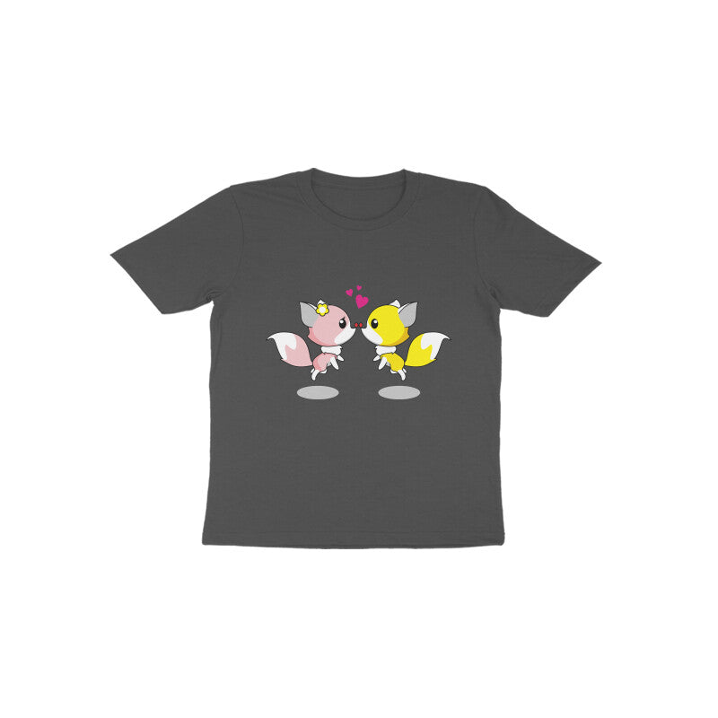 Toddler Half Sleeve Round Neck Tshirt – 2 Cute foxes puraidoprints