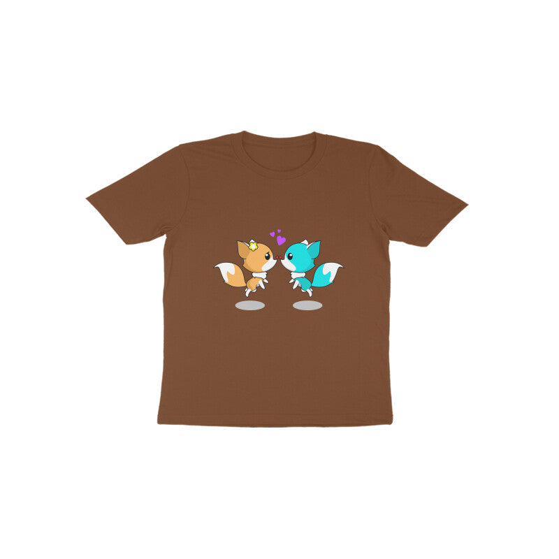 Toddler Half Sleeve Round Neck Tshirt – 2 Cute foxes puraidoprints