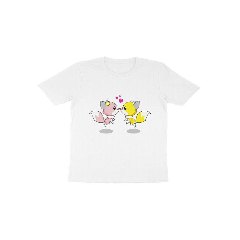 Toddler Half Sleeve Round Neck Tshirt – 2 Cute foxes puraidoprints