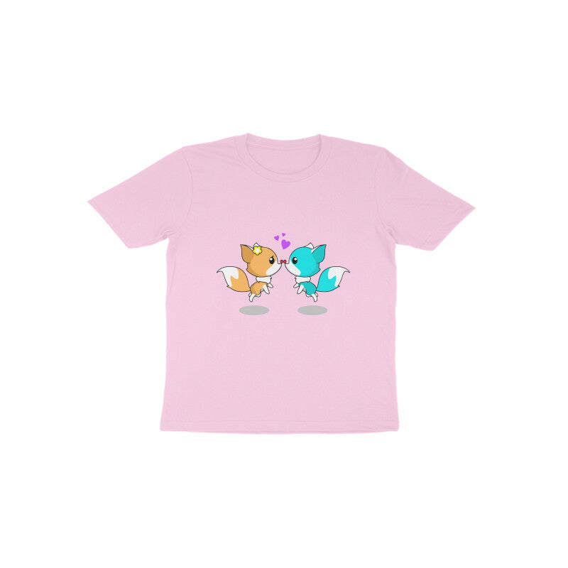 Toddler Half Sleeve Round Neck Tshirt – 2 Cute foxes puraidoprints