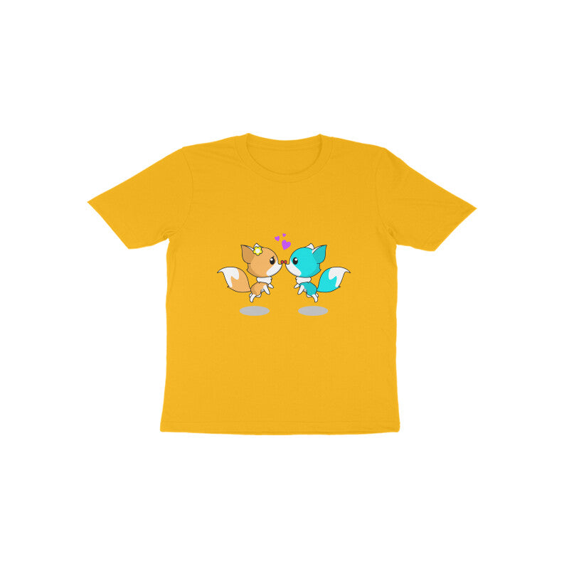 Toddler Half Sleeve Round Neck Tshirt – 2 Cute foxes puraidoprints