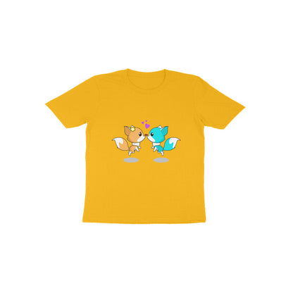 Toddler Half Sleeve Round Neck Tshirt – 2 Cute foxes puraidoprints