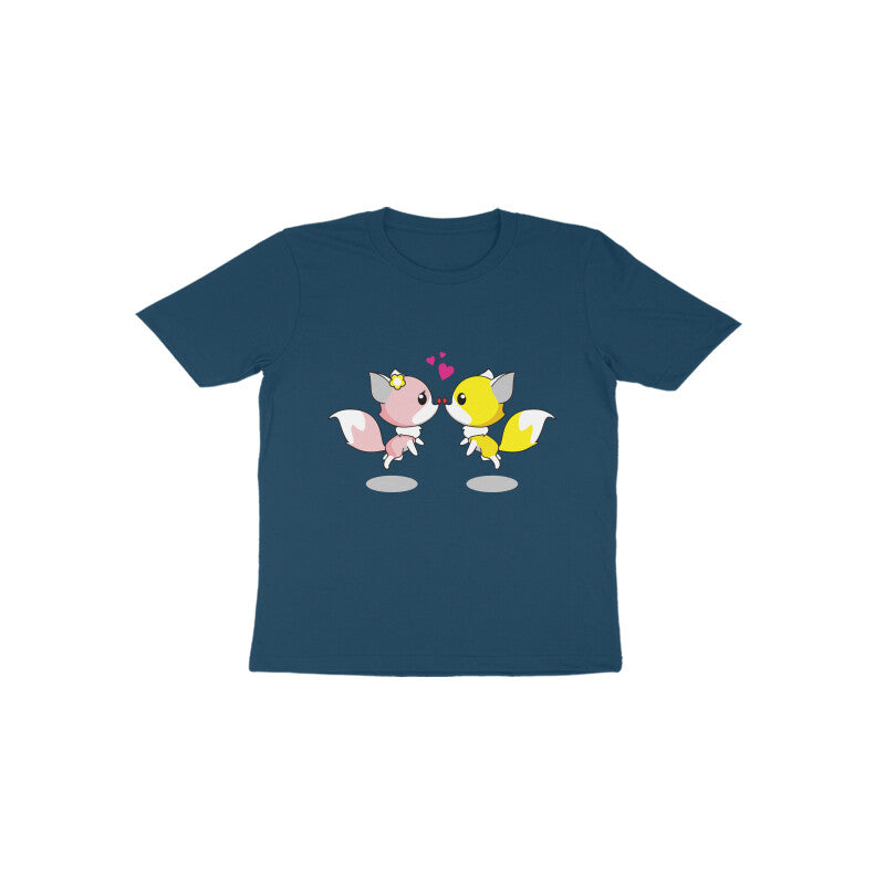 Toddler Half Sleeve Round Neck Tshirt – 2 Cute foxes puraidoprints