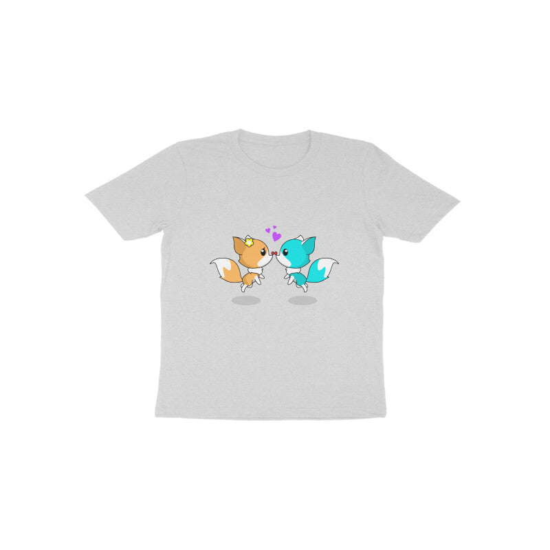 Toddler Half Sleeve Round Neck Tshirt – 2 Cute foxes puraidoprints