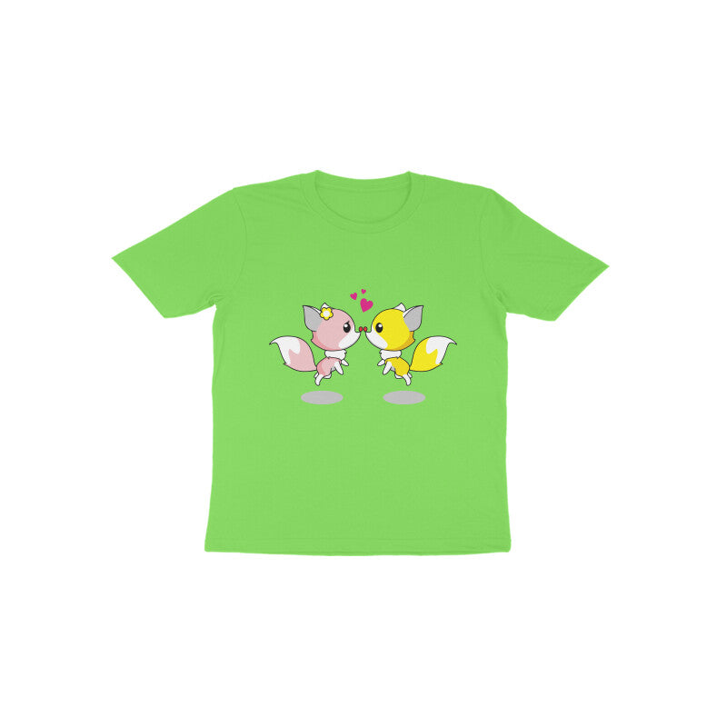 Toddler Half Sleeve Round Neck Tshirt – 2 Cute foxes puraidoprints