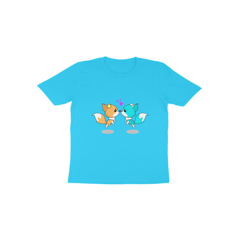 Toddler Half Sleeve Round Neck Tshirt – 2 Cute foxes puraidoprints