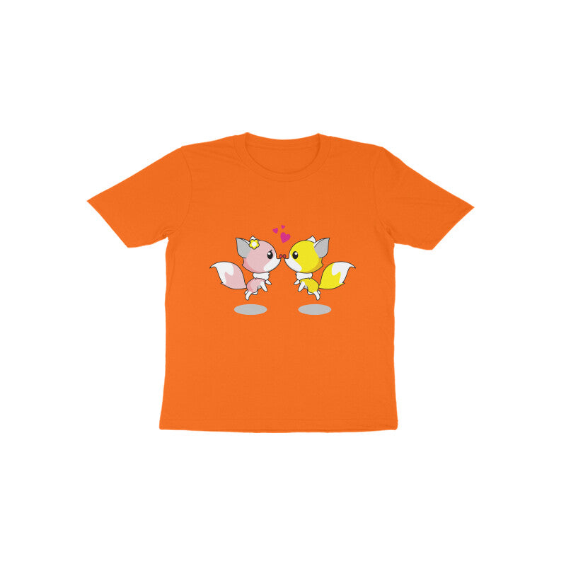 Toddler Half Sleeve Round Neck Tshirt – 2 Cute foxes puraidoprints