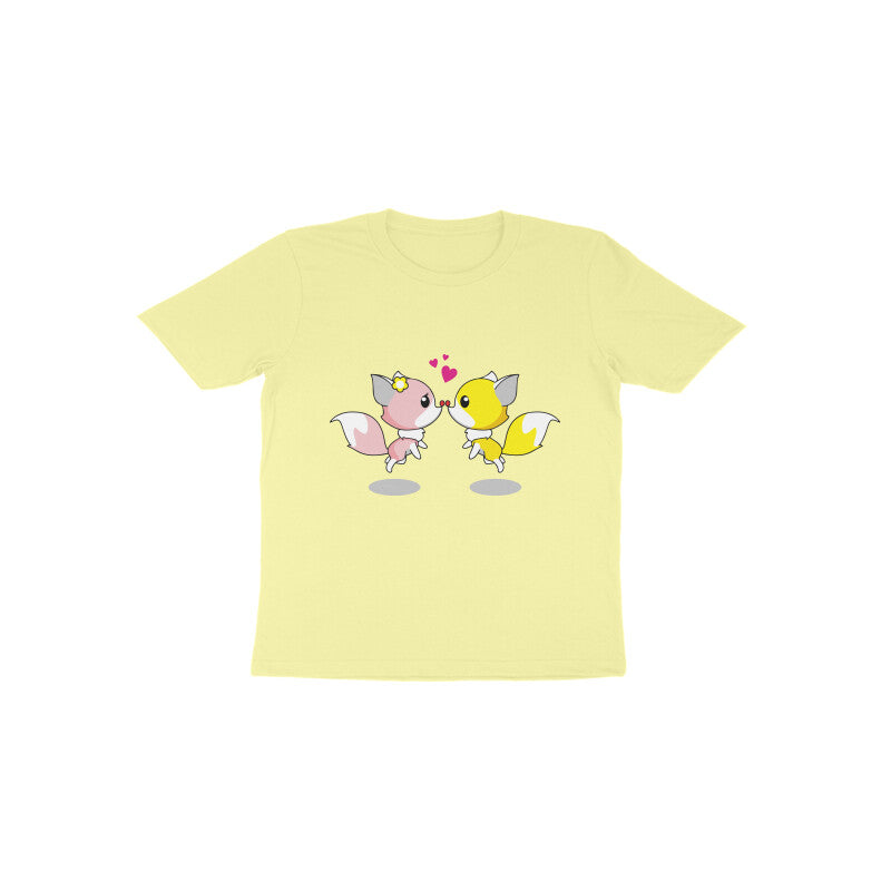 Toddler Half Sleeve Round Neck Tshirt – 2 Cute foxes puraidoprints