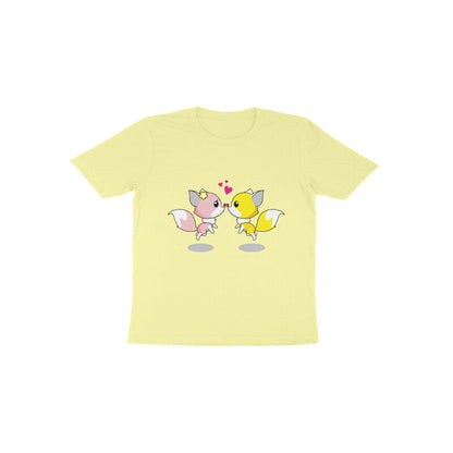 Toddler Half Sleeve Round Neck Tshirt – 2 Cute foxes puraidoprints