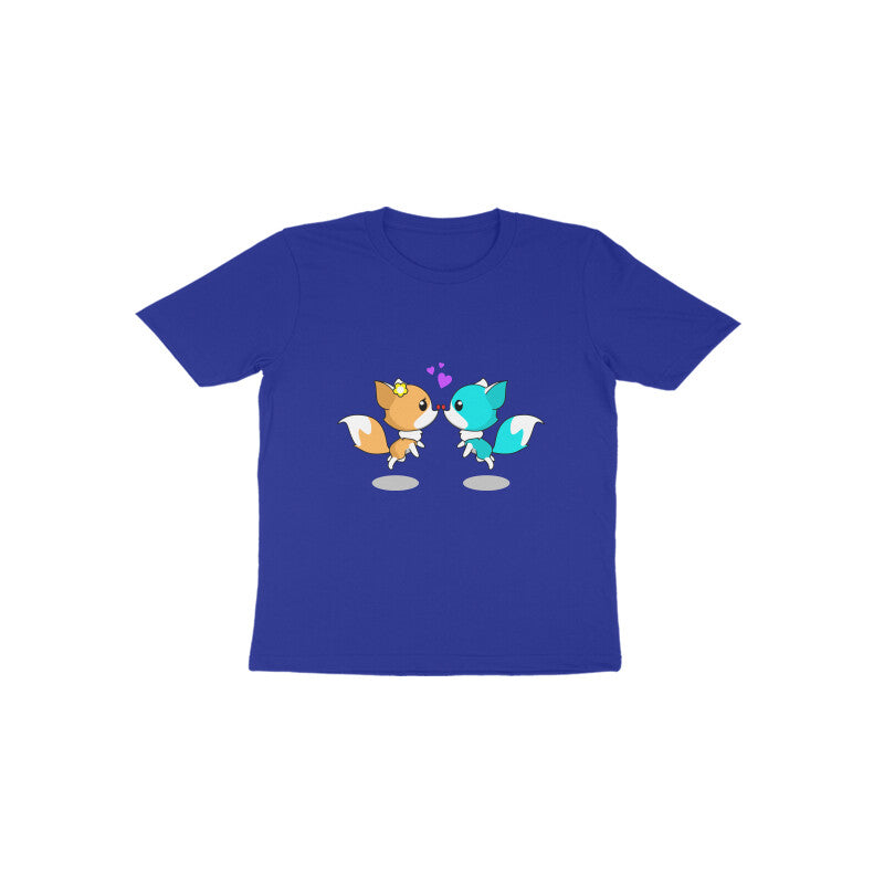 Toddler Half Sleeve Round Neck Tshirt – 2 Cute foxes puraidoprints