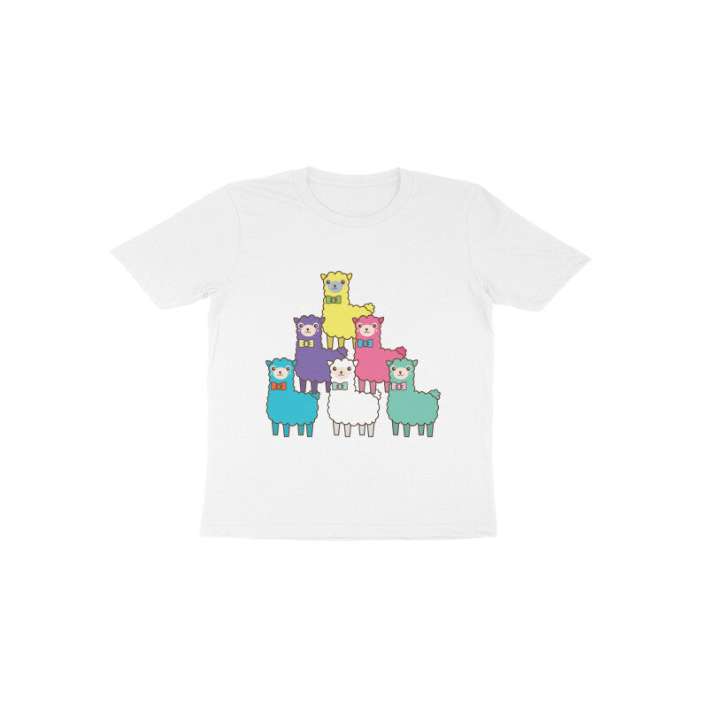 Toddler Half Sleeve Round Neck Tshirt – Colorful llama puraidoprints