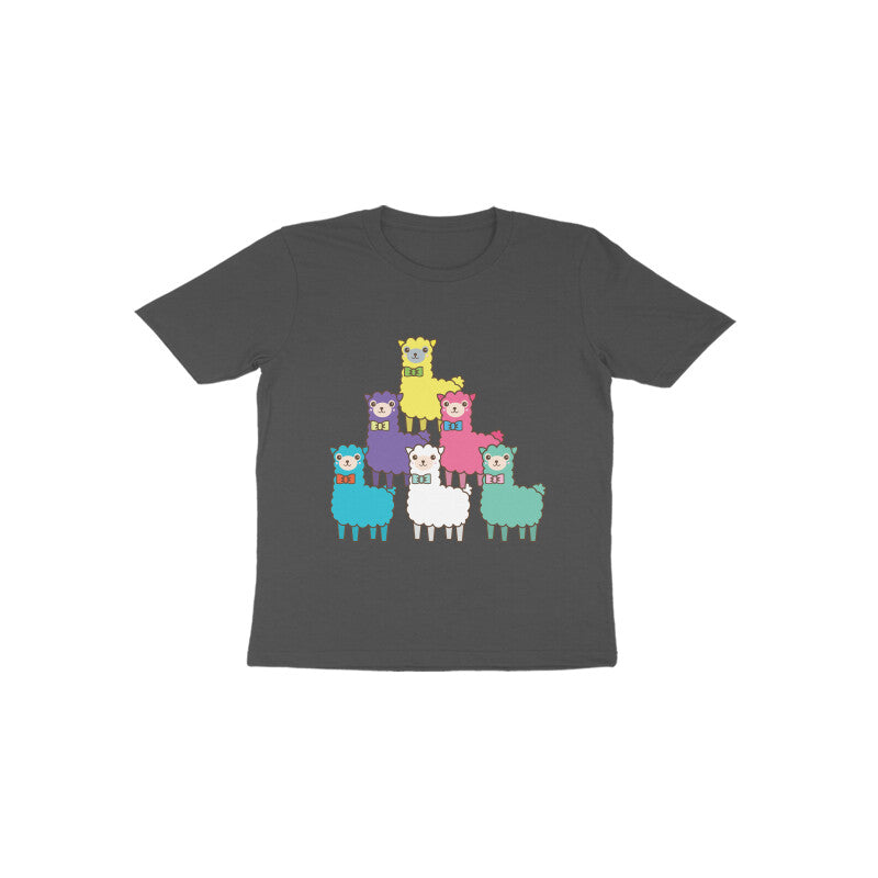 Toddler Half Sleeve Round Neck Tshirt – Colorful llama puraidoprints