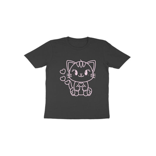 Toddler Half Sleeve Round Neck Tshirt – Cute Cat puraidoprints