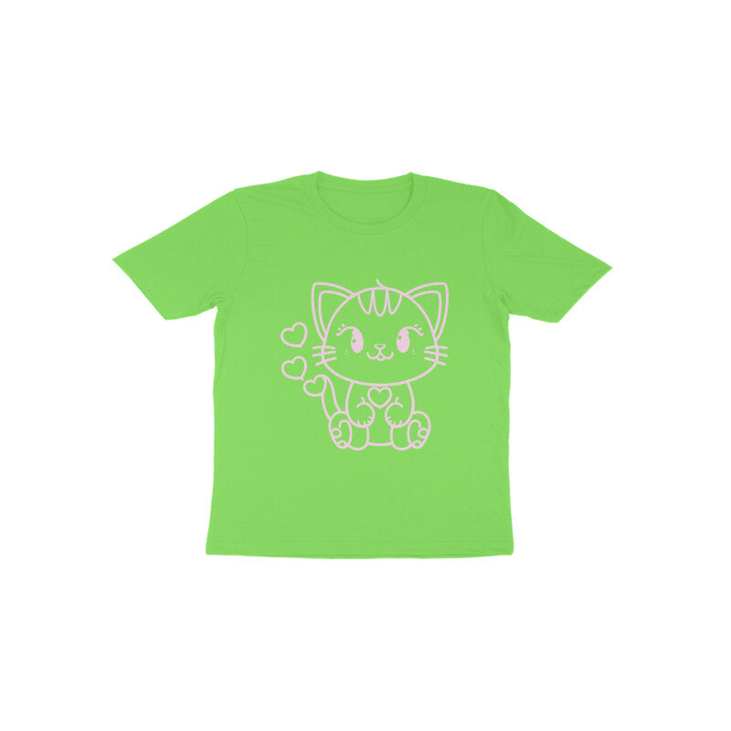 Toddler Half Sleeve Round Neck Tshirt – Cute Cat puraidoprints