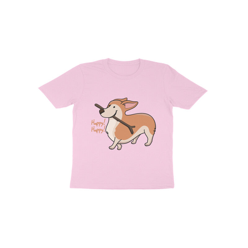 Toddler Half Sleeve Round Neck Tshirt  Happy Dog & Stick puraidoprints