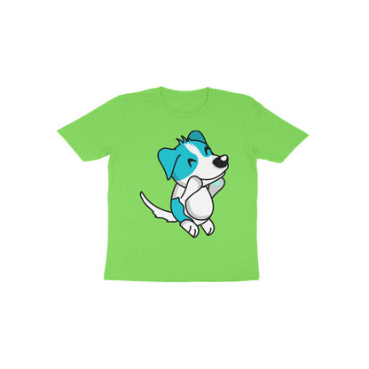 Toddler Half Sleeve Round Neck Tshirt – Smiling Jumping Dog puraidoprints
