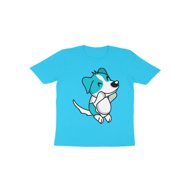 Toddler Half Sleeve Round Neck Tshirt – Smiling Jumping Dog puraidoprints