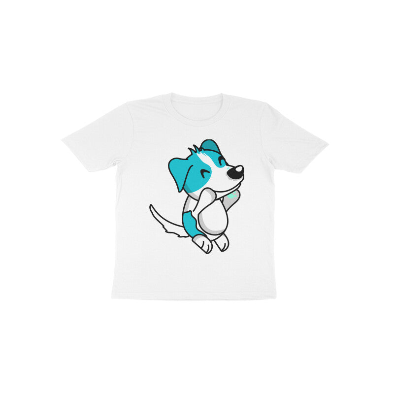 Toddler Half Sleeve Round Neck Tshirt – Smiling Jumping Dog puraidoprints