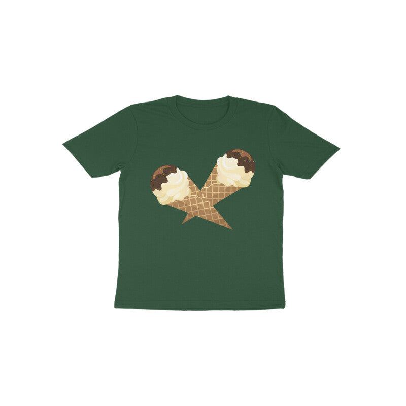 Toddler Half Sleeve Round Neck Tshirt –  Sweet Yummy Cone Icecream puraidoprints