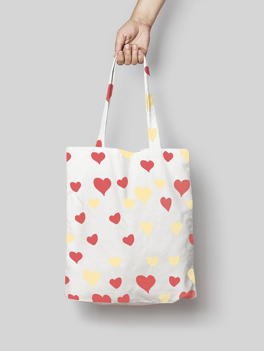 Tote bag - Zipper -Hearts puraidoprints