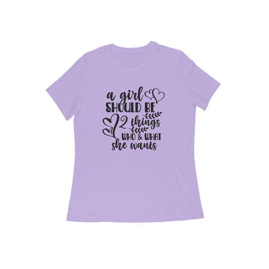 WOMEN'S ROUND NECK T-SHIRT - A girl should be 1 puraidoprints