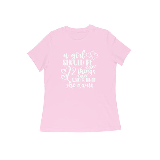 WOMEN'S ROUND NECK T-SHIRT - A girl should be 2 puraidoprints