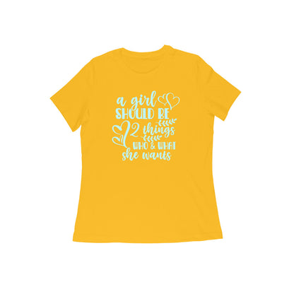 WOMEN'S ROUND NECK T-SHIRT - A girl should be 4 puraidoprints