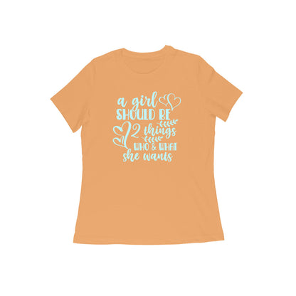 WOMEN'S ROUND NECK T-SHIRT - A girl should be 4 puraidoprints