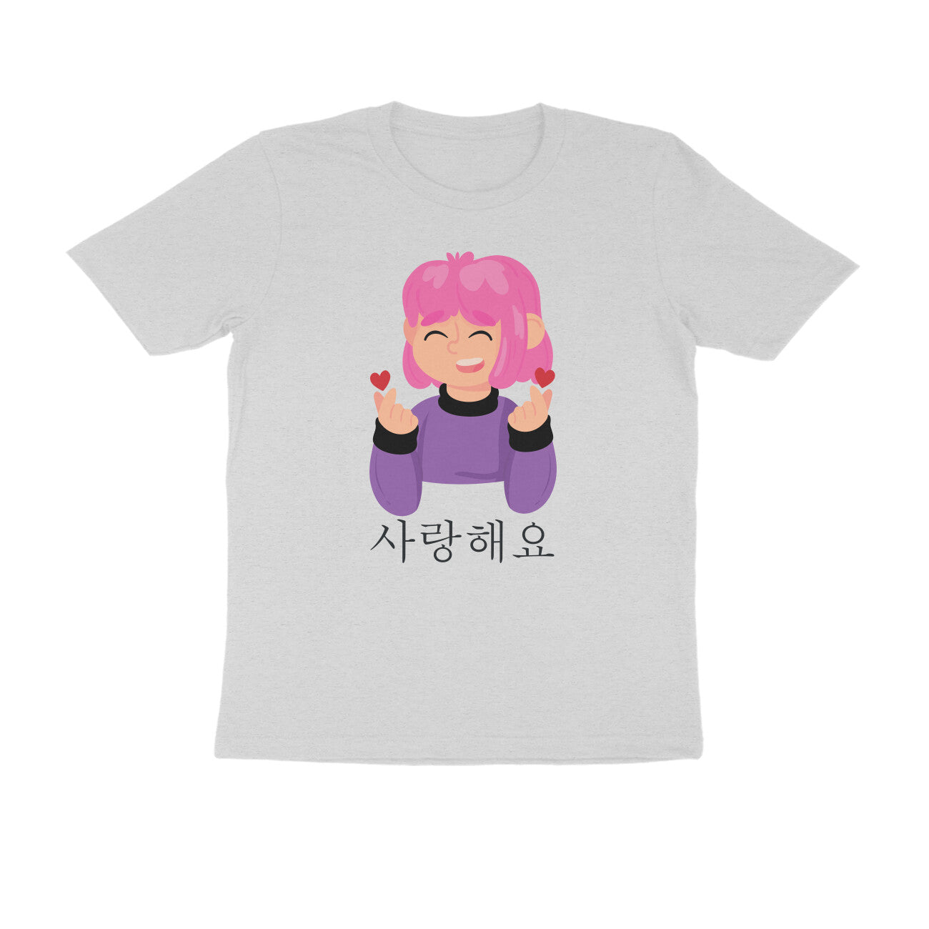 Half-Sleeve Round Neck T-Shirt – Korean – saranghaeyo - I love you 2