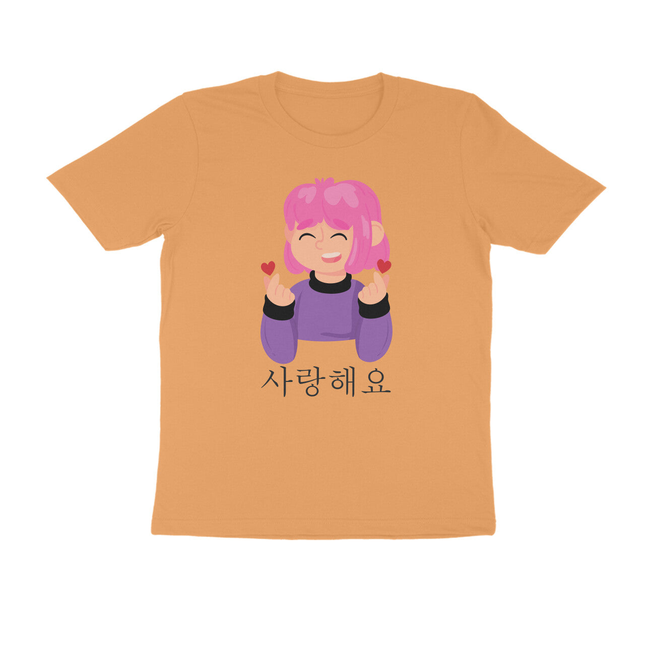 Half-Sleeve Round Neck T-Shirt – Korean – saranghaeyo - I love you 2