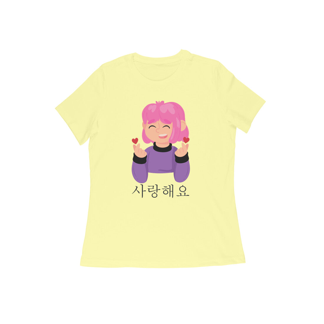 WOMEN'S ROUND NECK T-SHIRT - Korean – saranghaeyo - I love you 1