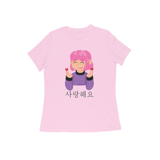 WOMEN'S ROUND NECK T-SHIRT - Korean – saranghaeyo - I love you 1